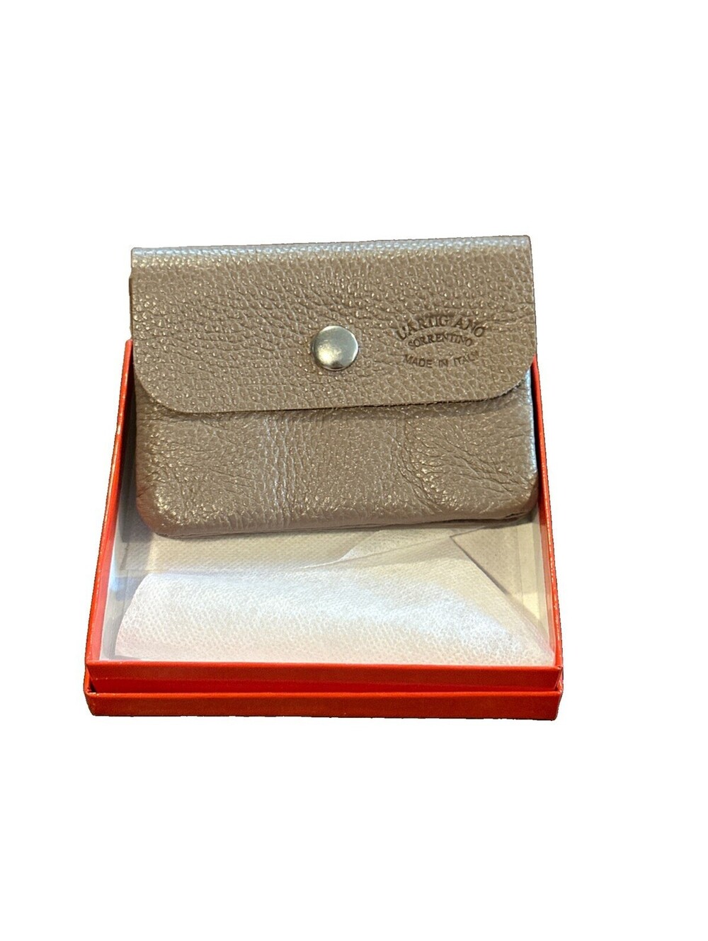 L’Artigiano Sorrentino Italian Leather Wallet Coin Purse Pewter/stone-New